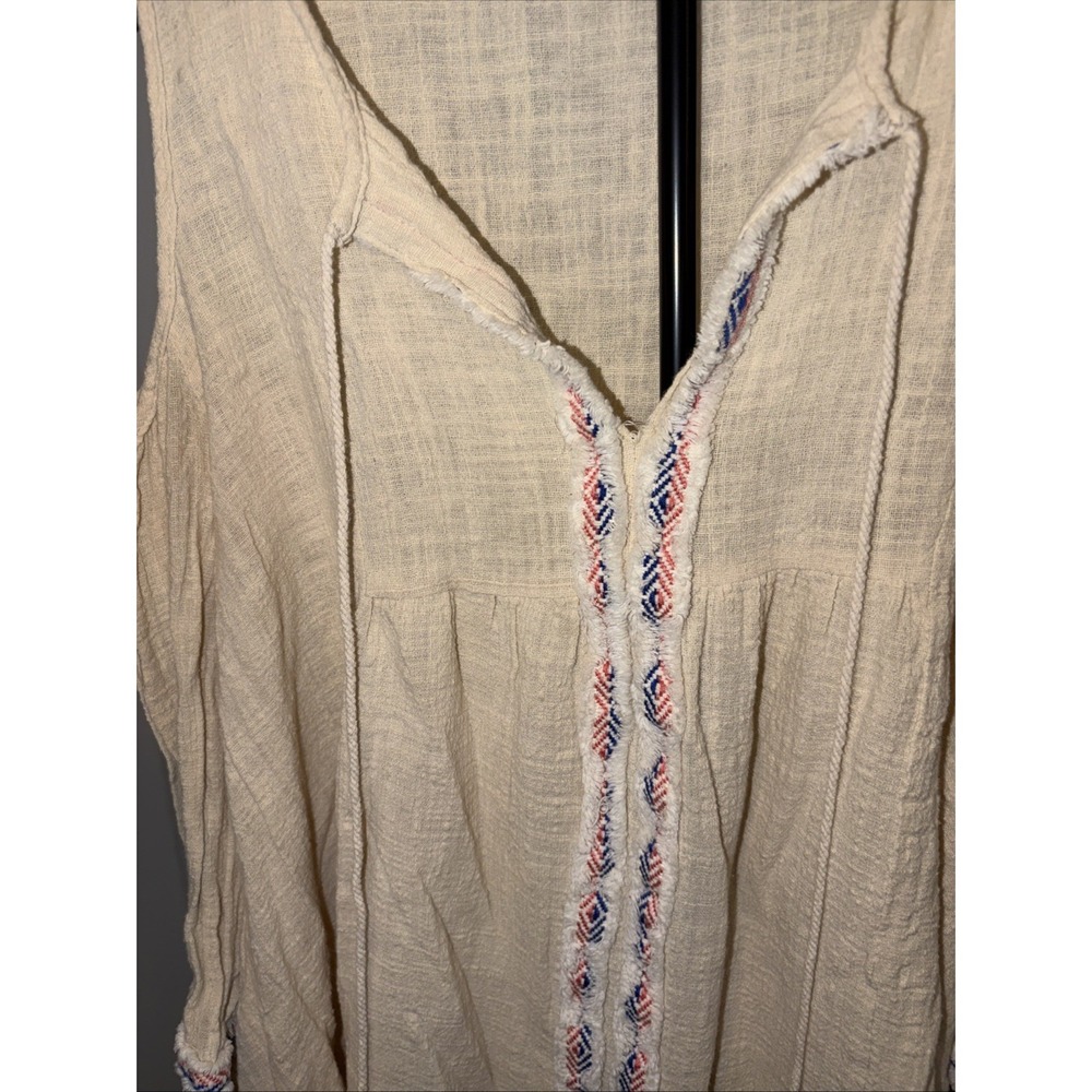 Kori America Embroidered Cold Shoulder Tunic Gauze Fabric Boho Peasant Sharkbite - Picture 2 of 6